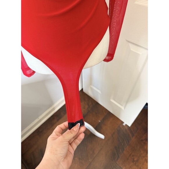 Windsor Women’s Square Neck Long Sleeve Red Bodysuit Size M - Picture 7 of 10